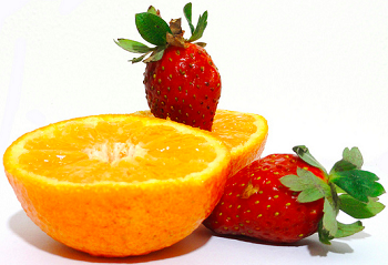 Fresh Orange and Strawberries