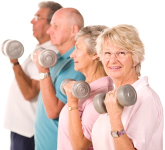 Seniors Holding Dumbbell